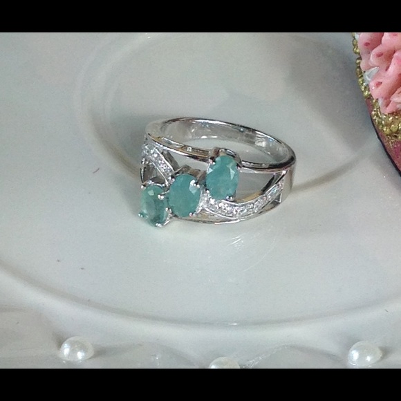 Genuine Rare Green Grandidierite & Zircon Ring - Picture 7 of 8